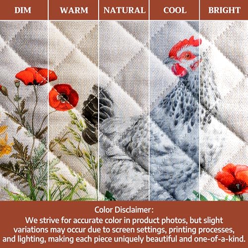 Pot Holders 100% Cotton Potholders (018 - Basse Cour / 8" x 8" (Pot Holder Pack of 2))