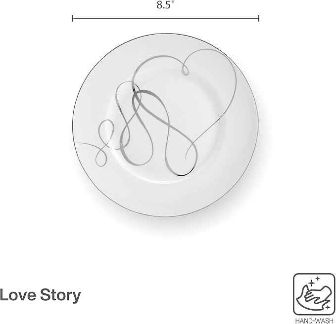 Mikasa Love Story Platinum Banded Salad Plates, Set of 4, 8.5-Inch