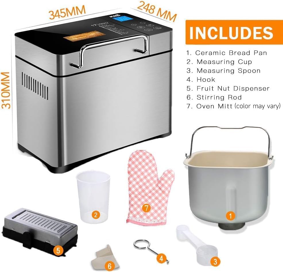Pro 710W 2.2LB Bread Maker (Silver Stainless Steel)