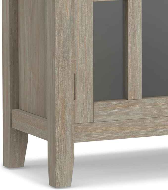 SIMPLIHOME Artisan SOLID WOOD 30 Inch Wide Contemporary Low Storage Cabinet in Distressed Grey, For the Living Room, Entryway and Family Room