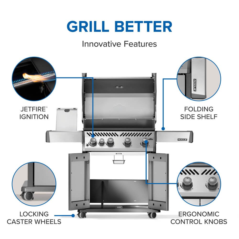 Rogue 525 4 Burner Natural Gas Grill with Range Side Burner (Natural Gas / Stainless Steel / Rogue 525)