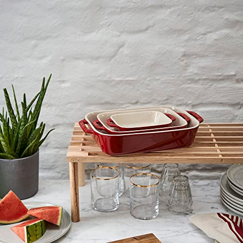 3 Pc Ceramic Baking Dish Set (3-pc / Cherry)