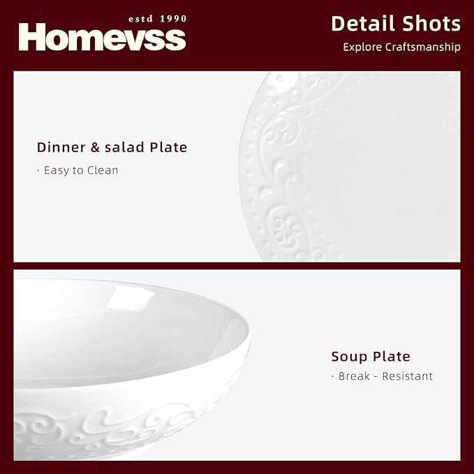 HomeVss, New Bone China Embossed Italy Countryside 18pc Dinnerware Set