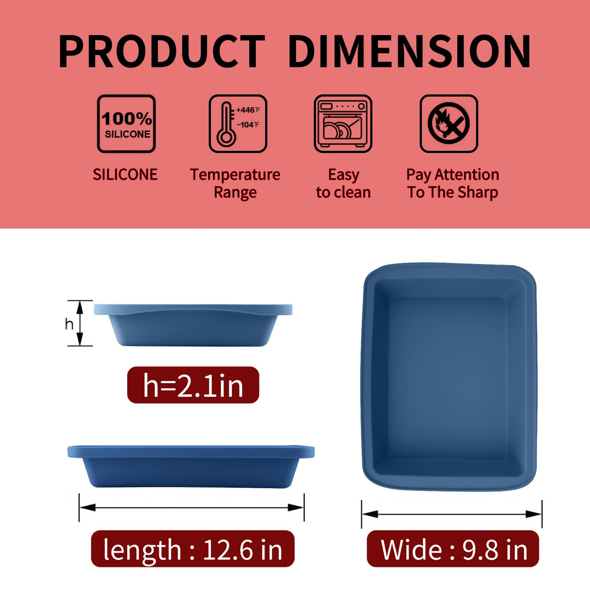 Silicone Bakeware Cake Pan (Blue, 2Pack)