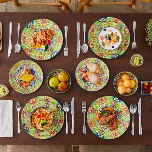12 Pieces Dinnerware Sets (Service for 4 (12 Pcs) / Bohemian Green)