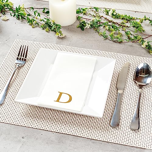 Paper Rectangle Gold Letter D Linen (Gold / 2000 Count / D)