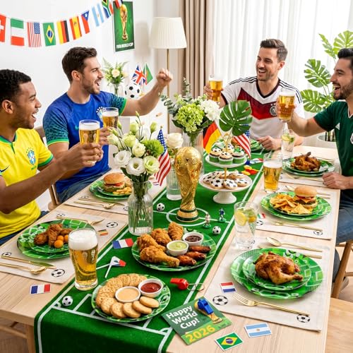 20 Green Plastic Soccer Plates (20 Pieces / Green)