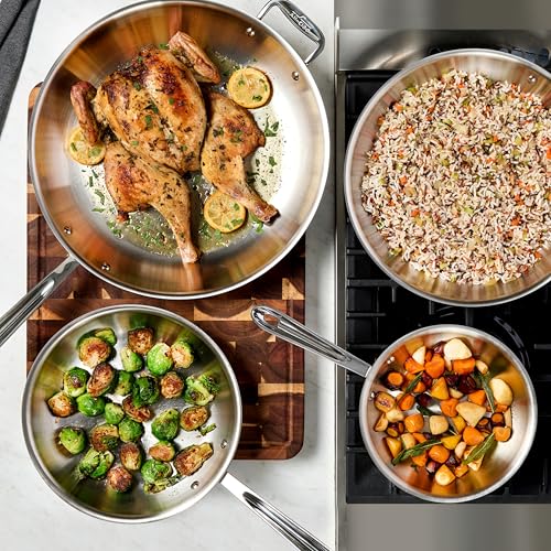 D3 3 Ply Stainless Steel Fry Pan Set (10 inch + 12 inch Fry Pan Set)