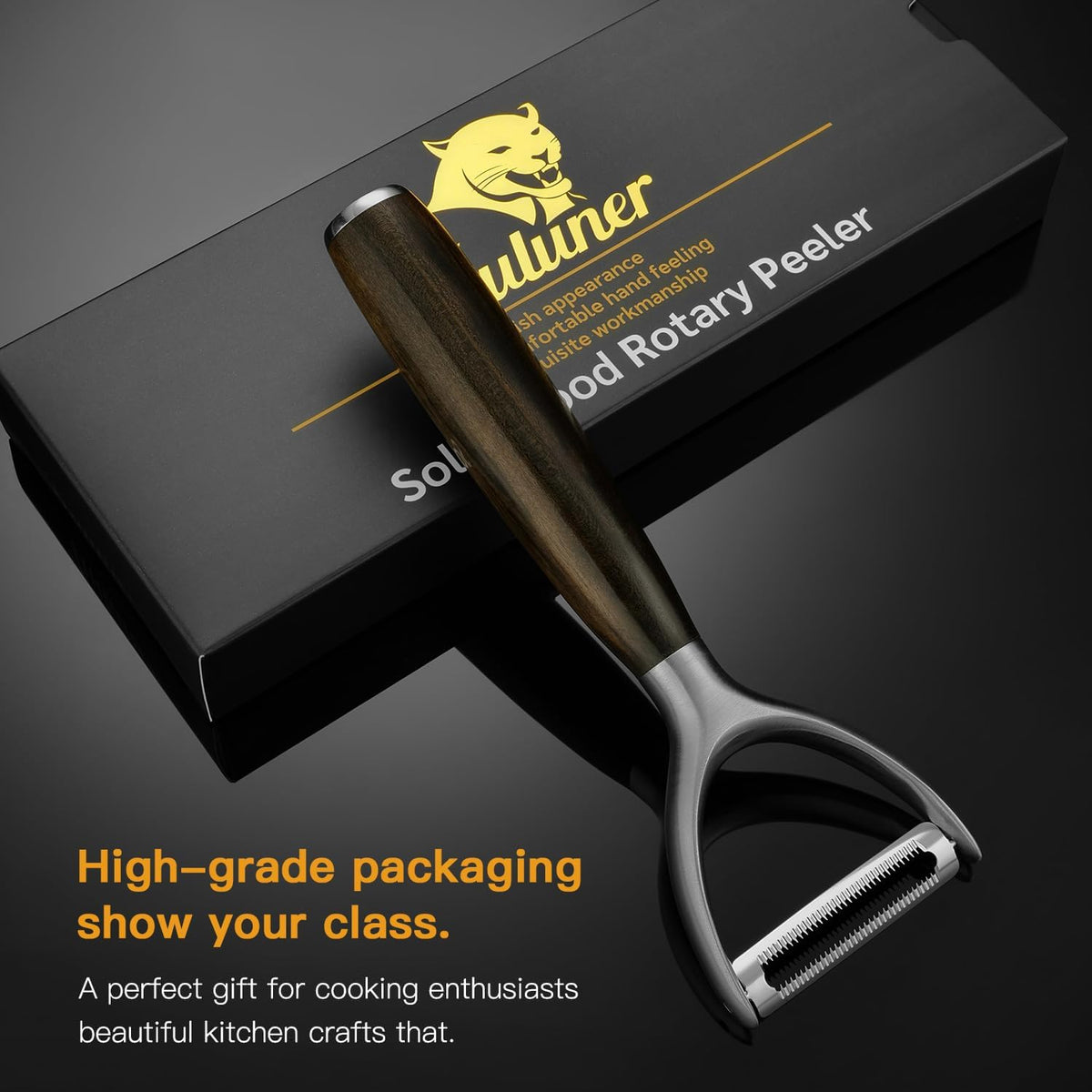 Serrated Blade Premium Y Type 304 Stainless Steel Multifunctional Kitchen Peeler Real Wood Handle Ultra Sharp Blade Vegetable Potato Apple（Agarwood） - HomeSpice