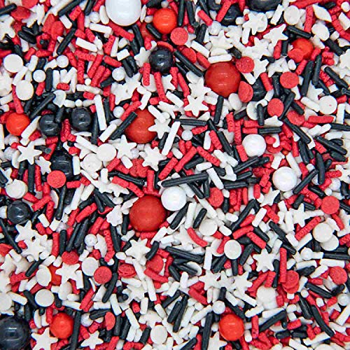 Red White and Black Sprinkles for Cake Decorating and Baking Cupcakes (4 Ounce)