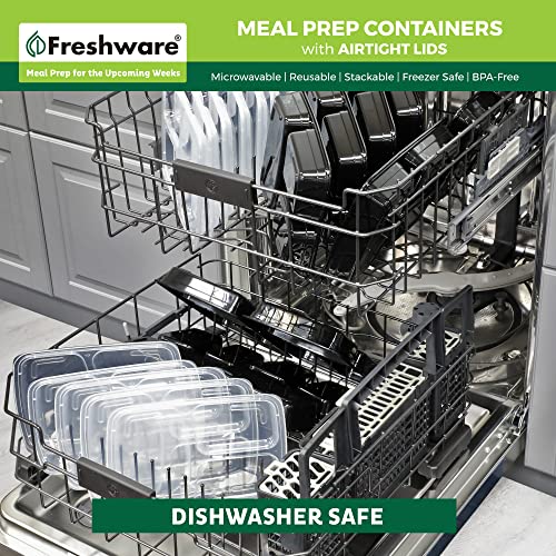 Meal Prep Containers [50 Pack] 3 Compartment Food Storage Containers with Lids (24OZ-50PK)