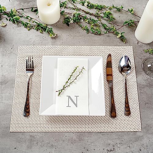 Silver N White Linen Feel Guest Towel Napkin (Silver / 2000 Count / N)