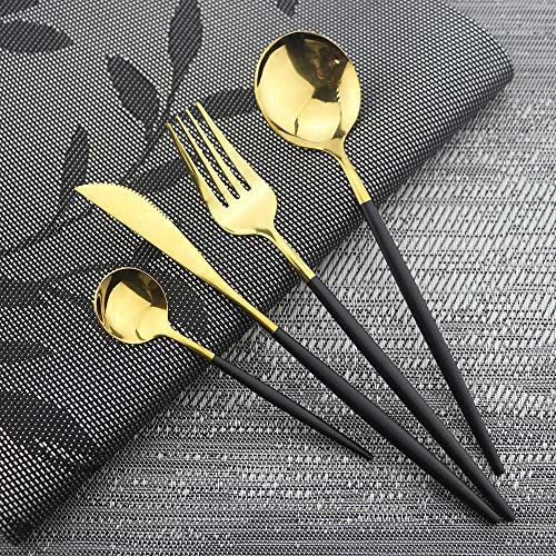 Black GoldSilverware Set (Service for 4 / Black/Gold)