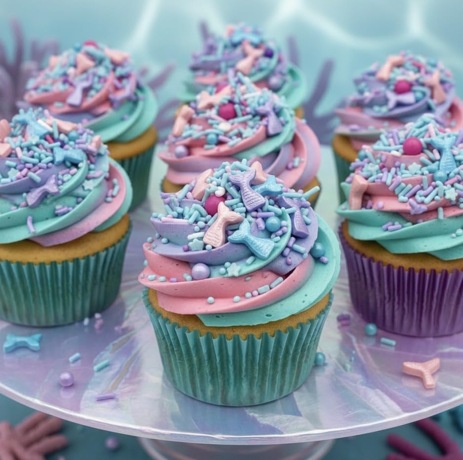 Sprinkles Edible Cake and Cupcake Sprinkles with Assorted Shapes and Sizes for Parties (Mermaid)