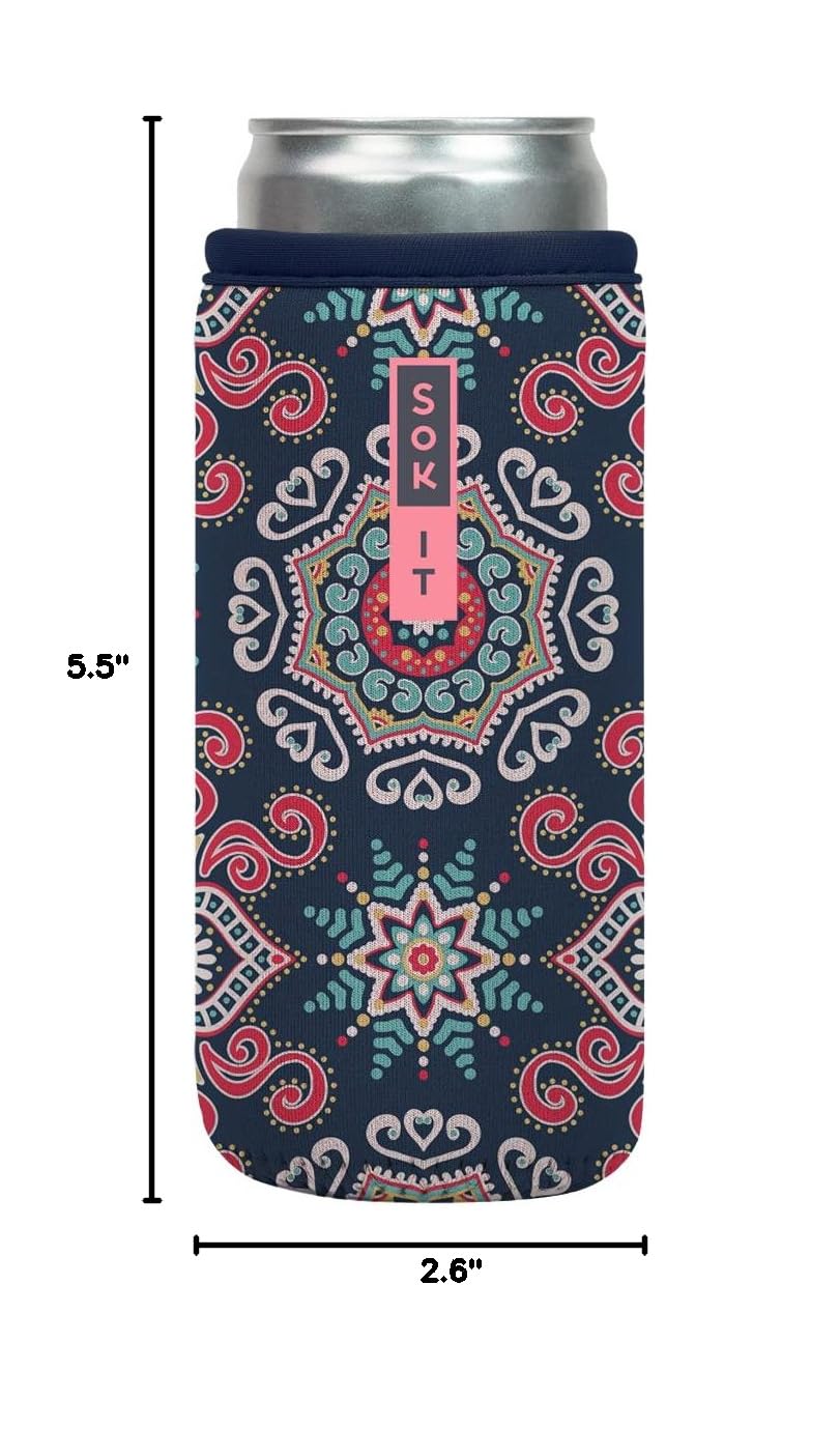 CanSok Sleeve for Beer & Soda Insulated Neoprene Cover (Floral Burst / 12oz Slim Can Sleeve)