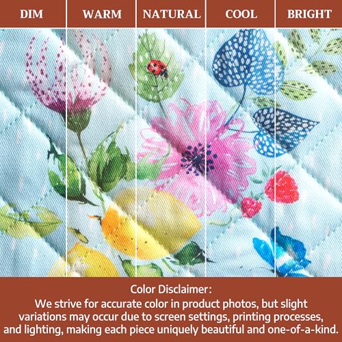 100% Cotton Oven Mitt & Pot Holder Set (093 - Jardin D'ete - Mint / 7.5" x 13" & 8" x 8" (Oven Mitt & Pot Holder))