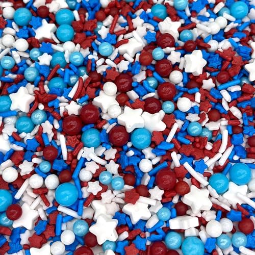 Sprinkles Edible Cake and Cupcake Sprinkles with Assorted Shapes and Sizes for Parties (Red/blue)