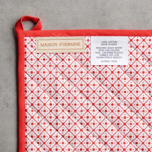 100% Cotton Oven Mitt & Pot Holder Set (120 - Winter Jouy / 7.5" x 13" & 8" x 8" (Oven Mitt & Pot Holder))