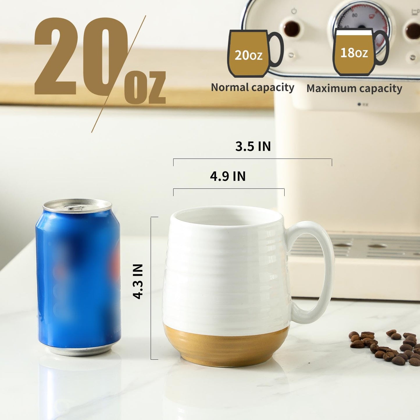 Coffee Mug with Handle 20 oz (White)