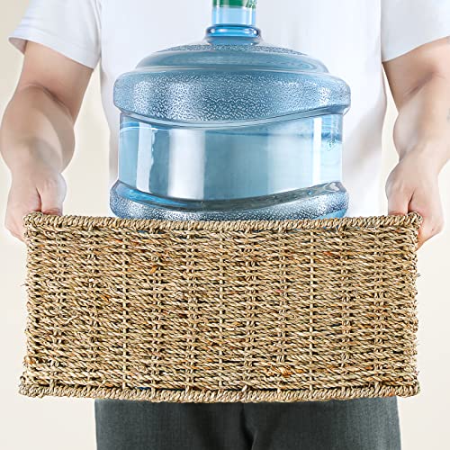 Large Wicker Baskets for Storage (17 x 12.2 x 7.5 inches / Natural (Seagrass))