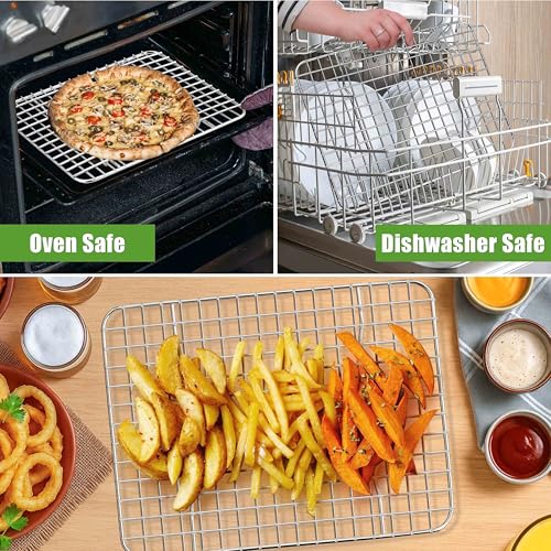 12x9 Inch Stainless Steel Cooling Rack Set Fit Quarter Sheet Pan (11.75" x 9")