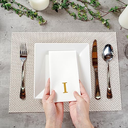 Paper Rectangle Gold Letter I Linen (Gold / 2000 Count / I)
