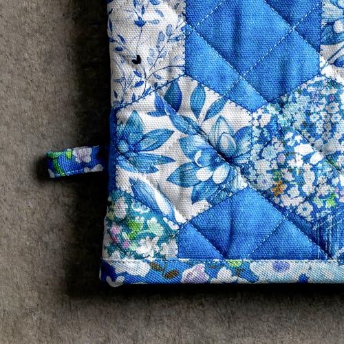 Maison d'Hermine Oven Gloves 100% Cotton Oven Mitt (028 - Summer Blues / 7.5" x 13" (Oven Mitt))