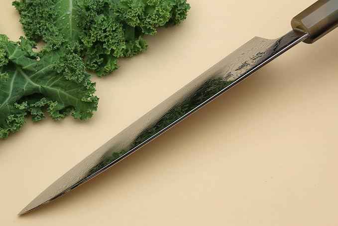 Yoshihiro Damascus SG2 (R2) Semi-Stainless Gyuto Chefs Knife (10.5'' (270mm), Stabilized Maple Burl Handle & Triple Ring)