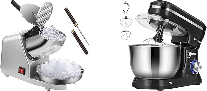 VIVOHOME Electric 4 Blades Ice Crusher Shaver Snow Cone Maker Machine with VIVOHOME 4.75 Quart Stand Mixer, 8 Speed Kitchen Electric Food Mixer