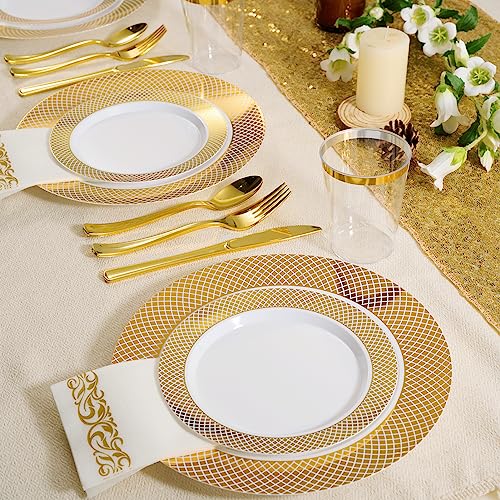 175 Pieces Gold Dinnerware Set for 25 Guests (175Pack Gold Dinnerware Set)