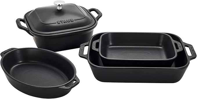 Staub Ceramic Stoneware 5-Pc Mixed Baking Dish Set – Matte Black