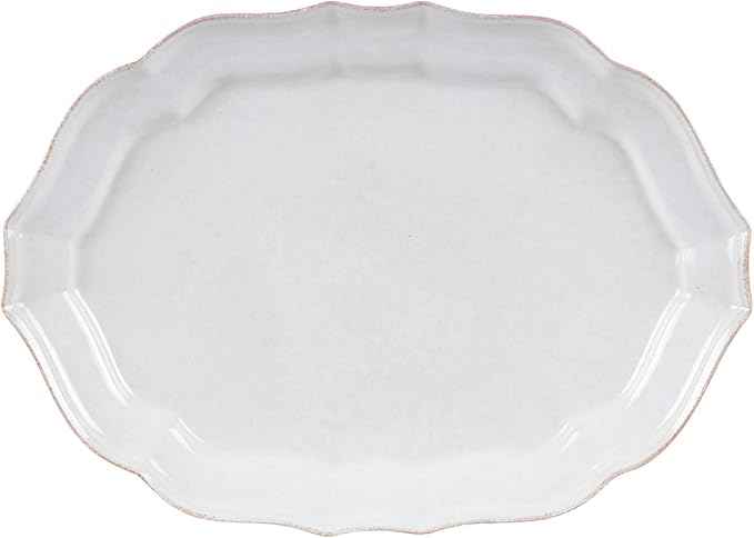 Casafina Ceramic Stoneware 18'' Oval Platter - Impressions Collection, White | Microwave, Dishwasher, Oven & Freezer Safe Dinnerware | Food Safe Glazing | Restaurant Quality Serveware