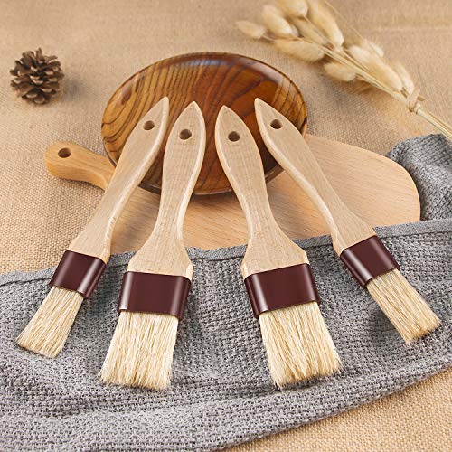 Pastry Brushes for Baking Basting Brush with Boar Bristles and Beech Hardwood Handles Culinary Oil Brush for Barbecue Butter Grill BBQ Sauce Baster Marinade Kitchen Food Cooking Brushes (1 inch & 1.5 inch - 2PCS)