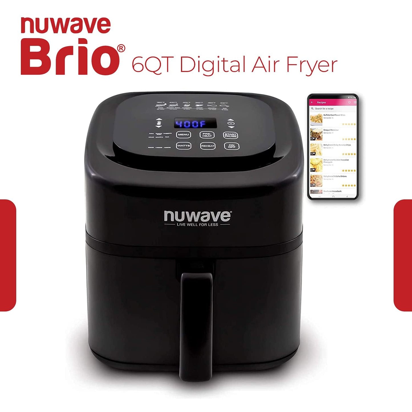 Brio 6 Quart Digital Air Fryer Including Non (Dark Grey / 6QT)