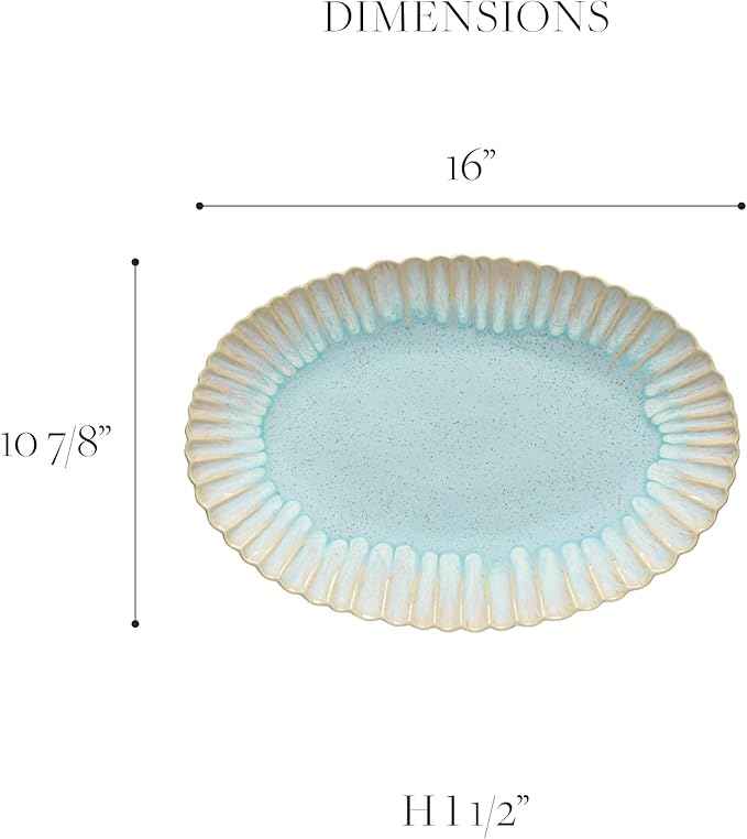 Casafina Ceramic Stoneware 16'' Oval Platter - Mallorca Collection, Sea Blue | Microwave, Dishwasher, Oven & Freezer Safe Dinnerware | Food Safe Glazing | Restaurant Quality Serveware