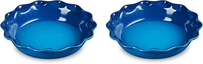 Le Creuset Stoneware Set of 2 Heritage Fluted Pie Dish, 9", Marseille