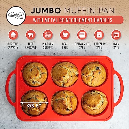 Silicone Jumbo Muffin Pan (Red / Jumbo (6 Cups))