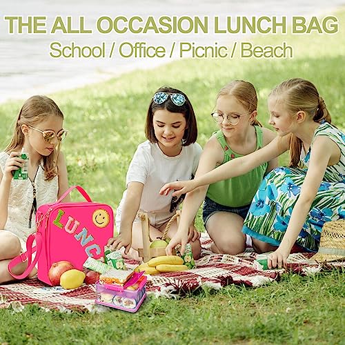 Insulated Lunch Bag With Adjustable Shoulder Strap (Rosy Red)