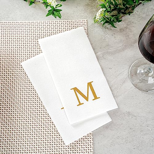 Paper Rectangle Gold Letter M Linen (Gold / 2000 Count / M)