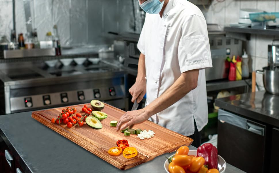 20" XL Extra Large Wood Cutting Boards for Kitchen Acacia Charcuterie Board (20"L x 15"W)