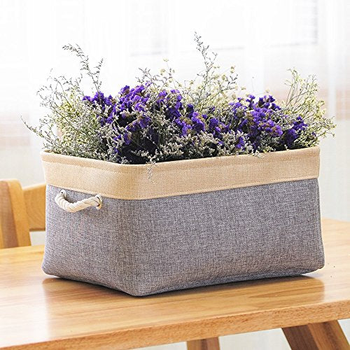 Storage Basket (Gold&Grey / Large - 15.7Lx11.8Wx8.3H)