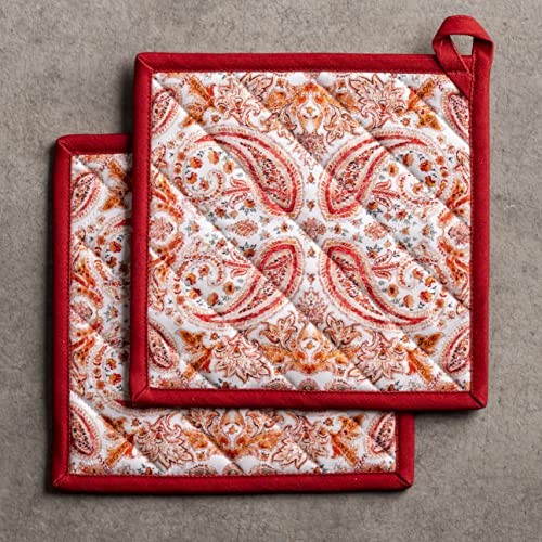 Pot Holders 100% Cotton Potholders (055 - Orient / 8" x 8" (Pot Holder Pack of 2))