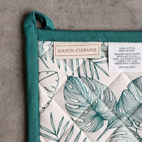 100% Cotton Oven Mitt & Pot Holder Set (011 - Tropiques / 7.5" x 13" & 8" x 8" (Oven Mitt & Pot Holder))