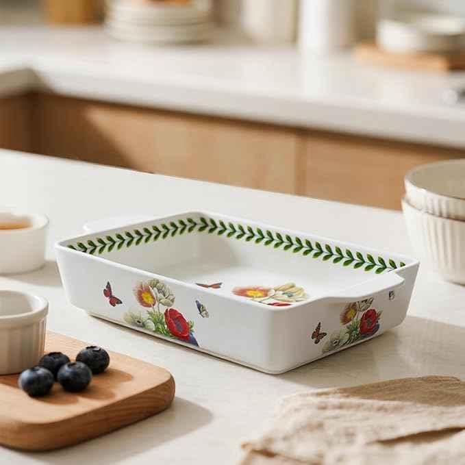 ACMLIFE Ceramic Casserole Dish Set, Ceramic Baking Dish for Oven, Casserole Dish Bakeware Set, Casserole Dishes for Oven, Lasagna Pan, Large Baking Dishes with Handles, Microwave, Dishwasher Safe, Gift Packaging Floral 2 Pcs Set(13"x8"+10.3"x6.3") (Bea...