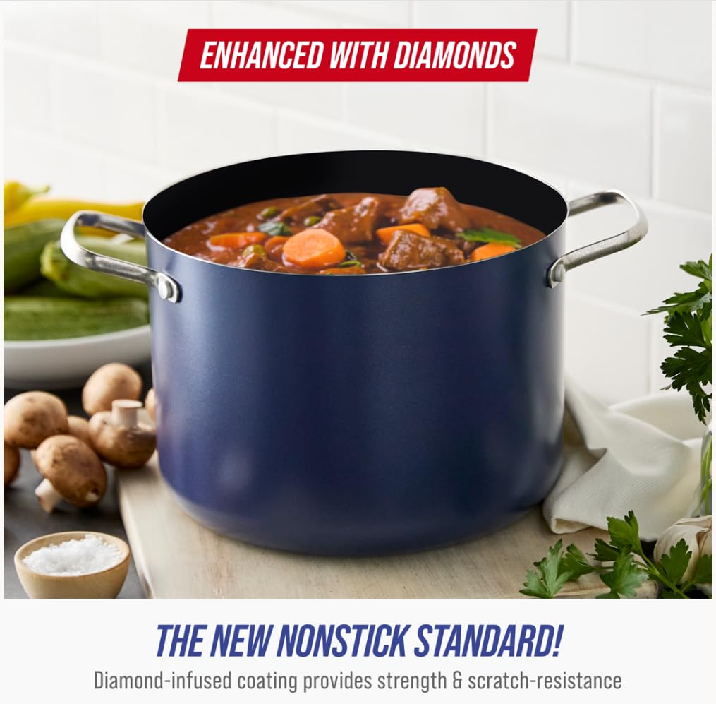 8QT Diamond Infused Ceramic Nonstick Stockpot with Lid (8QT Stockpot with Lid)