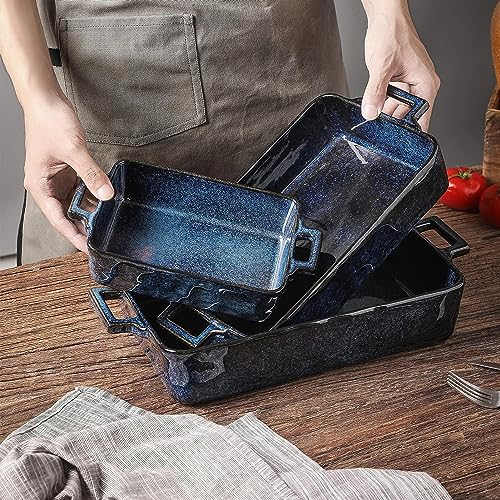 Ceramic Bakeware Set (Set of 3 / Blue)