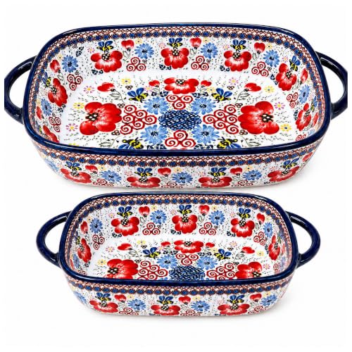 2 Piece Polish Pottery Style Ceramic Baking Dish Set (2 Count)