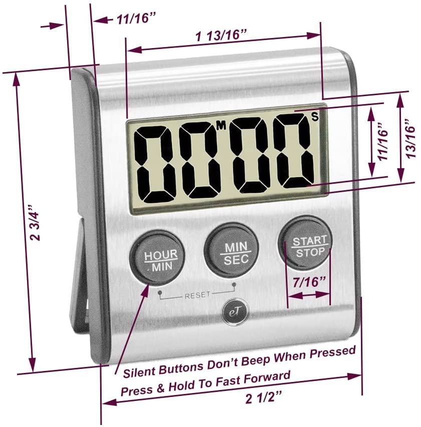 Elegant Digital Kitchen Timer Stainless Steel (6-Pack eT-78)