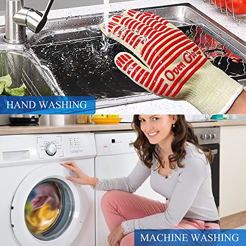 Heat Resistant Oven Gloves with Fingers (Red / One Size Fits Most)