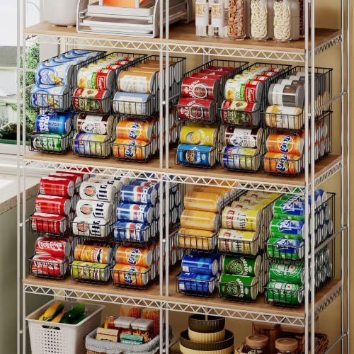 6 Pack Can Storage Organizer for Pantry (6 Pack - 6-Tier / Black)
